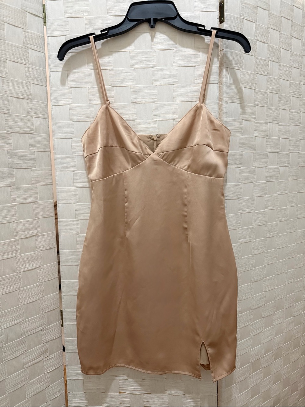 NWOT Sky to Moon Champagne Satin Mini Slip Dress Size S